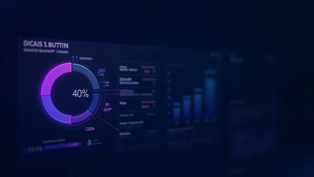 Marketing budget allocation chart with ROI indicators and KPI tracking dashboard