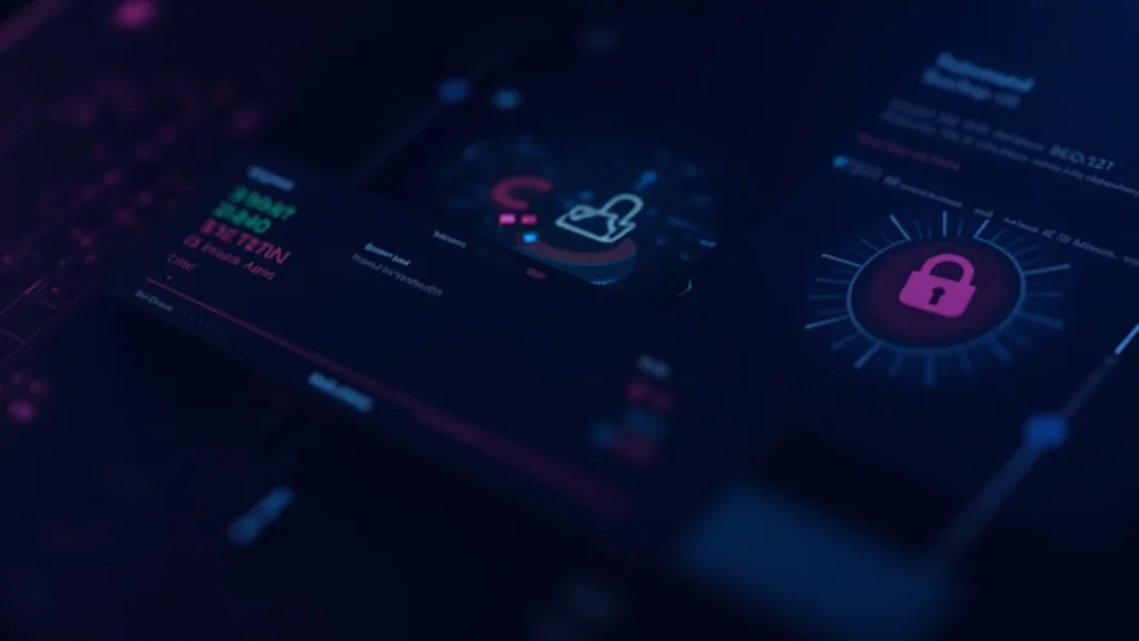Security monitoring dashboard with blocked attacks, 2FA prompt and backup system