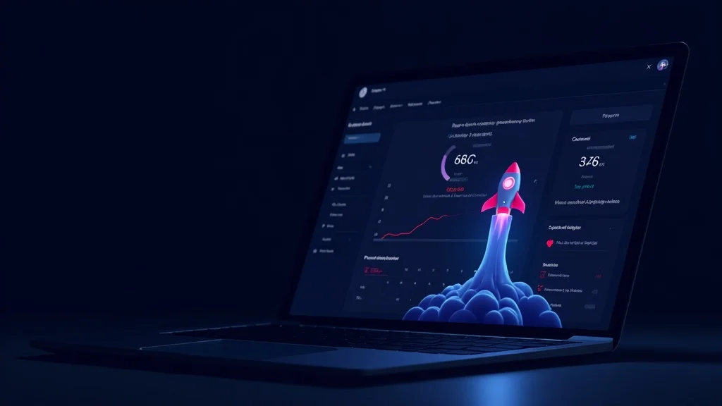 WordPress speed optimization dashboard with performance metrics and rocket launch icon
