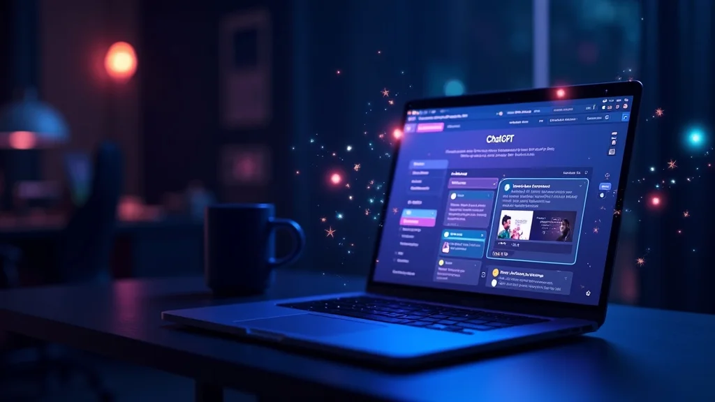 Modern workspace with ChatGPT and AI tools assisting website improvement